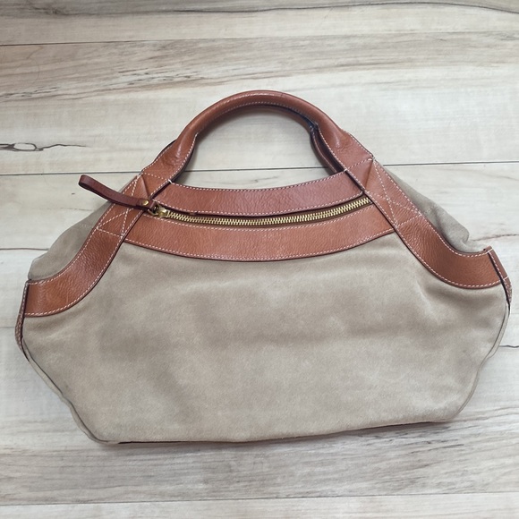 NWOT Kate Spade Tan & Brown Handbag. Tan Suede and Brown Leather.MagneticClosure - Picture 4 of 10